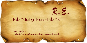 Ráduly Euszták névjegykártya